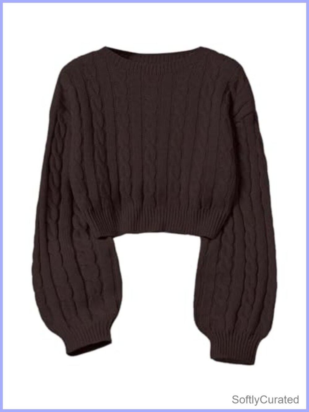 Women's Cable Knit Crop Sweater Long Sleeve Pullover